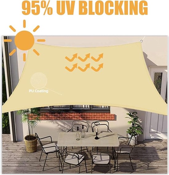 Schaduw Zeil Zonnescherm Zeil 1.5 x 3.2 m Zonnescherm Vierkant Waterafstotend, Rechthoekig Shade Mesh Waterafstotend, Winddicht, Stofdicht voor kastuin Bloemplantzwembad, Rode Wijn