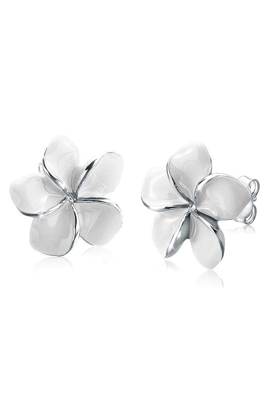 Elli - Boucles d'oreilles - Dames Frangipanier Bloem Nature Bloem Émail en Argent Sterling 925 - Dames