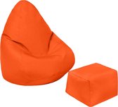 Zitzak voor kinderen, gamerstoel, waterbestendige meubels, voor binnen en buiten, woonkamer, Bean Bag zitting, ergonomisch design voor lichaamsondersteuning (oranje, zitzak + voetenbank)