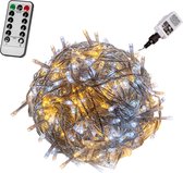 VOLTRONIC LED Verlichting - 50 LEDs - Met Afstandsbediening - Kerstverlichting - Tuinverlichting - Binnen en Buiten - 5 m - Transparante Kabel - Warm en Koud Wit