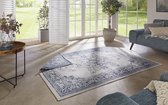 Flycarpets Omkeerbaar Buitenkleed / Vloerkleed - Borbon - Blauw / Creme - Laagpolig Tuintapijt / Buitentapijt / Tuinkleed - 80x150 cm