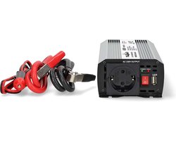 Nedis Auto Omvormer 600W – 12V / 230V – Stopcontact & USB Oplaadpoort – Gemodificeerde Sinusgolf – Accuklemmen & Sigarettenaansteker – Spanningsomvormer