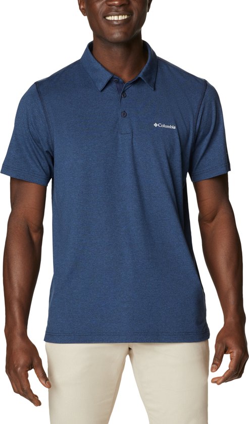 Columbia Tech Trail Polo Shirt 1768701465, Mannen, Marineblauw, Poloshirt, maat: M