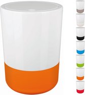 Design cosmetica-emmer Moji bad pedaalemmer met kanteldeksel 5 liter met siliconen bodem wit/oranje