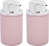 Berilo zeeppompje/dispenser Roma - 2x - roze/zilver - kunststof - 8 x 15 cm - 420 ml - badkamer/toilet/keuken