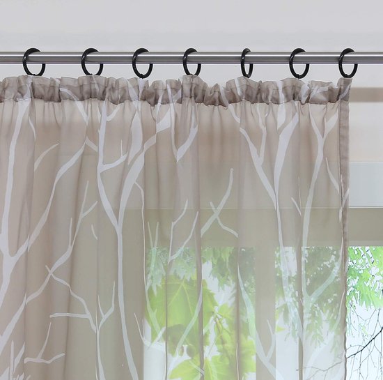 Rideaux de fenêtre transparents, lisses, Panneaux, Rideaux de fenêtre, Rideaux, Traitement élégant pour Chambre, Salon, 175/140 cm, Sable