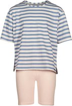 Skiny Pyjama korte broek - Denimblue stripes - maat 140 (140) - Meisjes Kinderen - Katoen/elastaan- 030073-S461-140