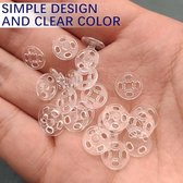 Drukknopen om aan te naaien - 80 paar drukknoppen transparante kunststof knop transparante drukknop naaien onzichtbaar om aan te naaien voor doe-het-zelf kleding knopen, 7 mm, 13 mm, 15 mm, 20