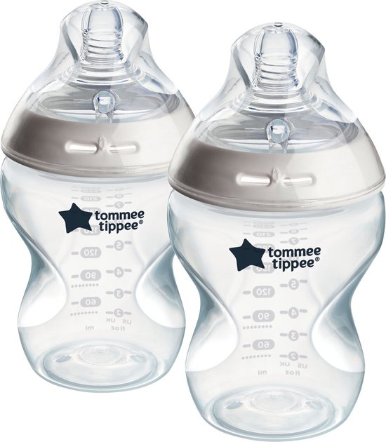 Tommee Tippee zuigflessen, Natural Start Anti-Colic, 260 ml, tepelvormig voor natuurlijk zuigen, anti-koliek ventiel, zelfsteriliserend, set van 2