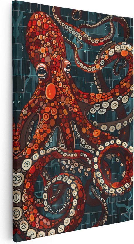 Artaza Canvas Schilderij Octopus met veel Tentakels - 20x30 - Klein - Foto Op Canvas - Canvas Print