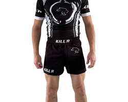 Fight Shorts - MMA / kickboks kleding - Vechtsport broek - Zwart Wit