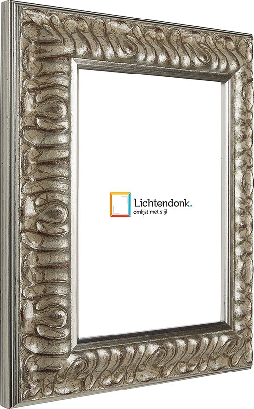 Fotolijst - Fotokader - Barok Zilver - 4,6 cm breed profiel - Fotomaat 42x59,4 - Ontspiegeld glas - Art.nr. 106916425941