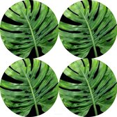 Bertoni - Placemats - tafelmatten set van 4 stuks - rond - 33 cm - groen met zwart