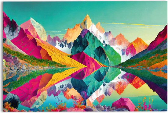 Glasschilderij Bright Mountains 78x116 cm