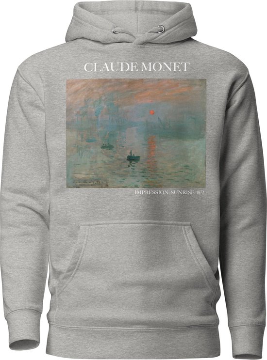 Claude Monet 'Impressie, Zonsopgang' ("Impression, Sunrise") Beroemd Schilderij Hoodie | Unisex Premium Kunst Hoodie | Carbon Grey | S