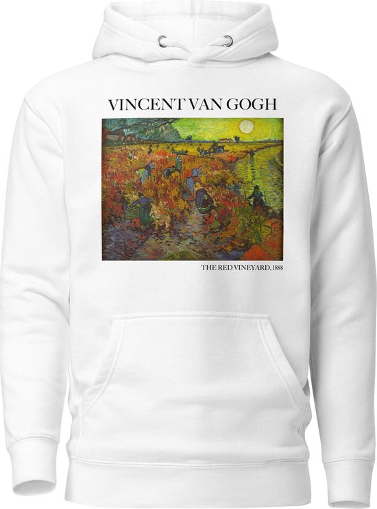 Vincent van Gogh 'De Rode Wijngaard' ("The Red Vineyard") Beroemd Schilderij Hoodie | Unisex Premium Kunst Hoodie | Wit | L
