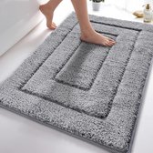 Badkamertapijt antislip wasbaar zacht waterabsorberend microvezel badmat - Grijs 60 x 90 cm Badmat