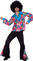 Wilbers & Wilbers - Hippie Kostuum - Seventies Mr Block Party - Man - Zwart, Multicolor - Large - Carnavalskleding - Verkleedkleding