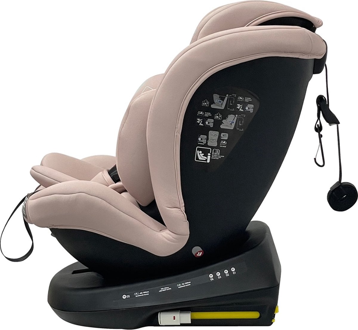 Ding Ding Aiden Autostoel Roze - 360° Draaibaar, i-Size, 0-12 jaar thumbnail 5