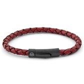 Bracelet en cuir bordeaux et noir