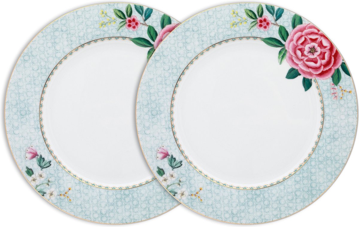 Pip Studio Blushing Birds Dinerborden - Wit - Porselein - Set van 2 - 26.5cm