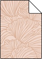Proefstaal ESTAhome behangpapier ginkgo bladeren terracotta roze - 139489 - 26,5 x 21 cm