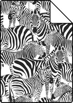 Proefstaal ESTAhome behangpapier zebra's zwart wit - 139155 - 26,5 x 21 cm