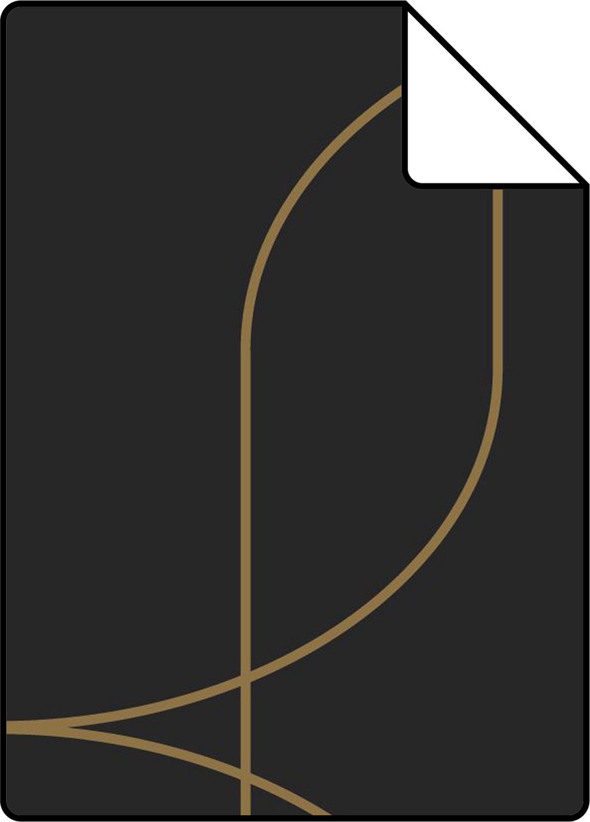 Proefstaal ESTAhome behang geometrische vormen zwart en goud - 26.5 x 21 cm - 139652-S