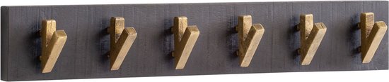 Rootz Modern Design Wandkapstok - Kleerhanger - Echt hout - Zwart en Goud - Handgemaakt - 60cm x 10cm x 8cm