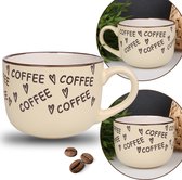Mug Beige avec Inscriptions "Coffee", Mug en Céramique 530 ml