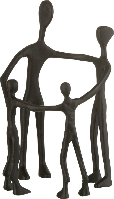 J-Line figuur Familie Kring - aluminium - zwart - vaderdag cadeau