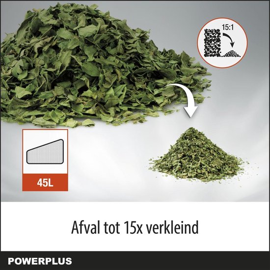Dual Power Accu-bladblazer POWDPG75270 - Bladblazer op batterij van 40 V, 3-in-1: versnipperen, blazen en zuigen, maximale luchtsnelheid van 210 km/h, met 45 L opvangzak, zonder accu en lader