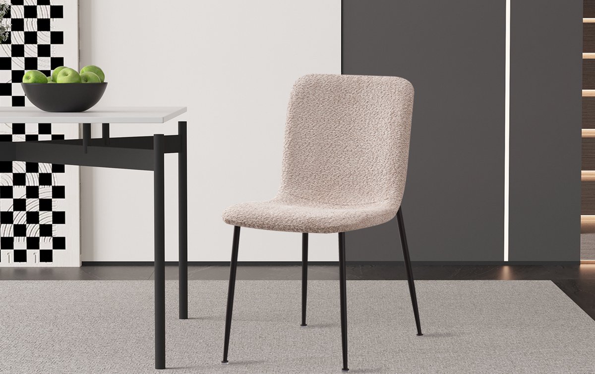 Interiax Eetkamerstoel Mona BouclÃ© Beige