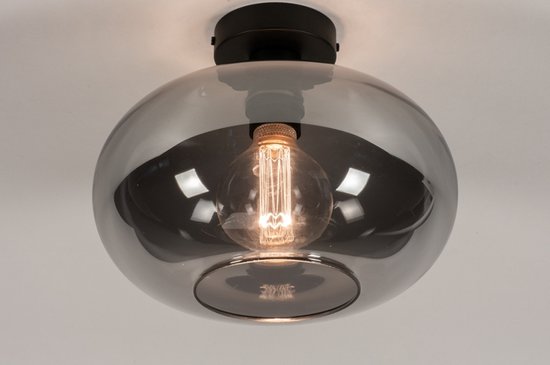 Lumidora Plafondlamp 31002 - Plafonniere - OSLO - E27 - Zwart - Grijs - Metaal - ⌀ 30 cm