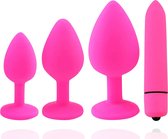 Intenz® Siliconen Buttplug Set - Met Bullet Vibrator - 4 Delig - Vibrators voor vrouwen - Roze