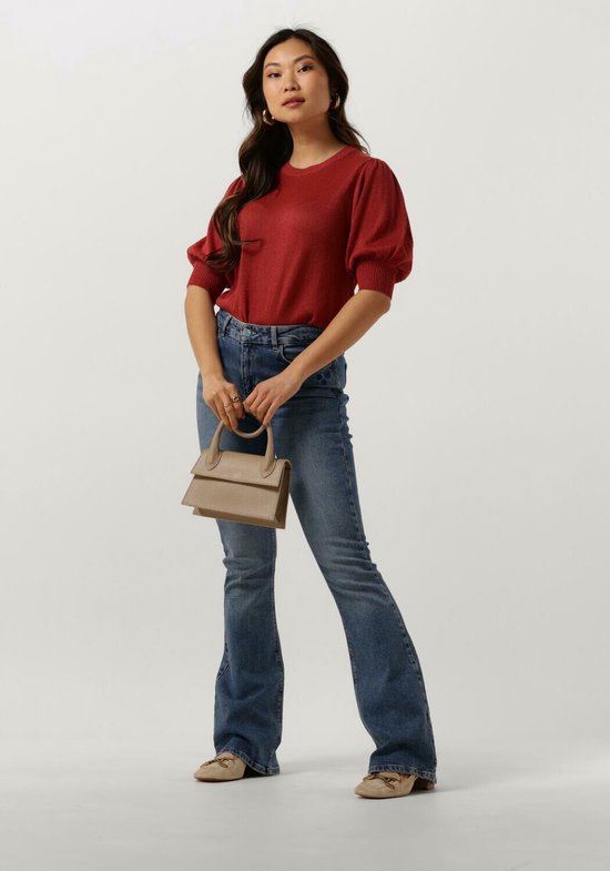 Minus Liva Puff Sleeve Metallic Knit Pullover Tops & T-shirts Dames - Shirt - Rood - Maat M