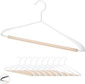 Kledinghangers metaal hout 10 stuks kleerhanger voor shirts en broeken breed 43 cm wit kledinghangers