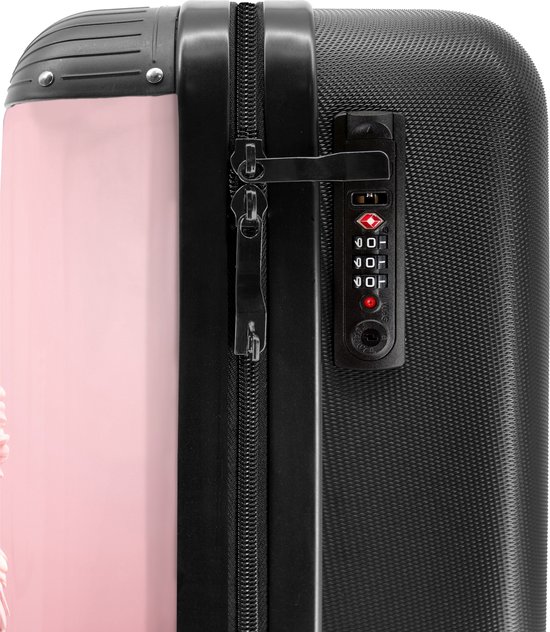 NoBoringSuitcases.com® - Valise cabine enfant Hibou de dessin animé rose sur fond rose - Bagage à main - Valise de voyage pour fille - Valise chariot - Valises 55x40x20 cm - 55x35x25 cm