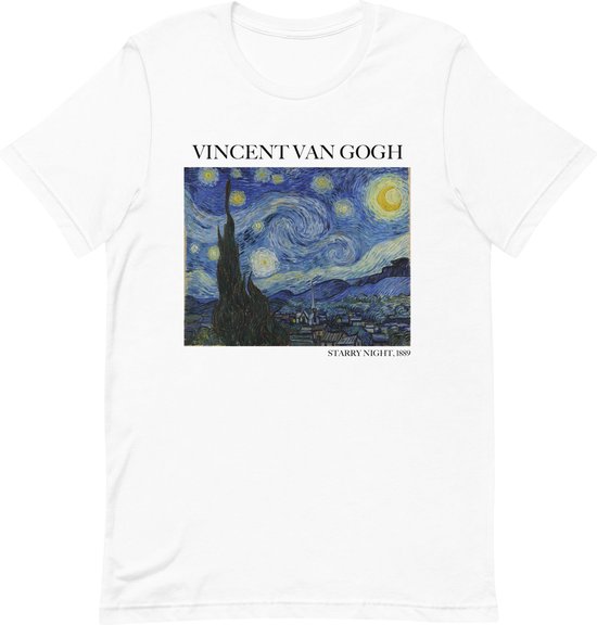 Vincent van Gogh 'De Sterrennacht' ("Starry Night") Beroemd Schilderij T-Shirt | Unisex Klassiek Kunst T-shirt | Wit | XL
