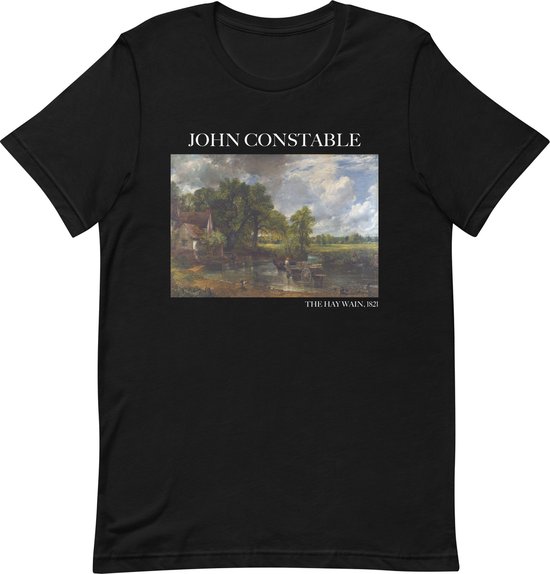John Constable 'De Hooiwagen' ("The Hay Wain") Beroemd Schilderij T-Shirt | Unisex Klassiek Kunst T-shirt | Zwart | XS
