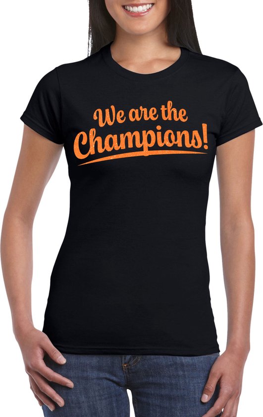 Bellatio Decorations Verkleed T-shirt voor dames - champions - zwart - EK/WK voetbal supporter XXL