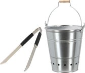 Barbecue set - houtskool BBQ emmer en tang - handig mee te nemen