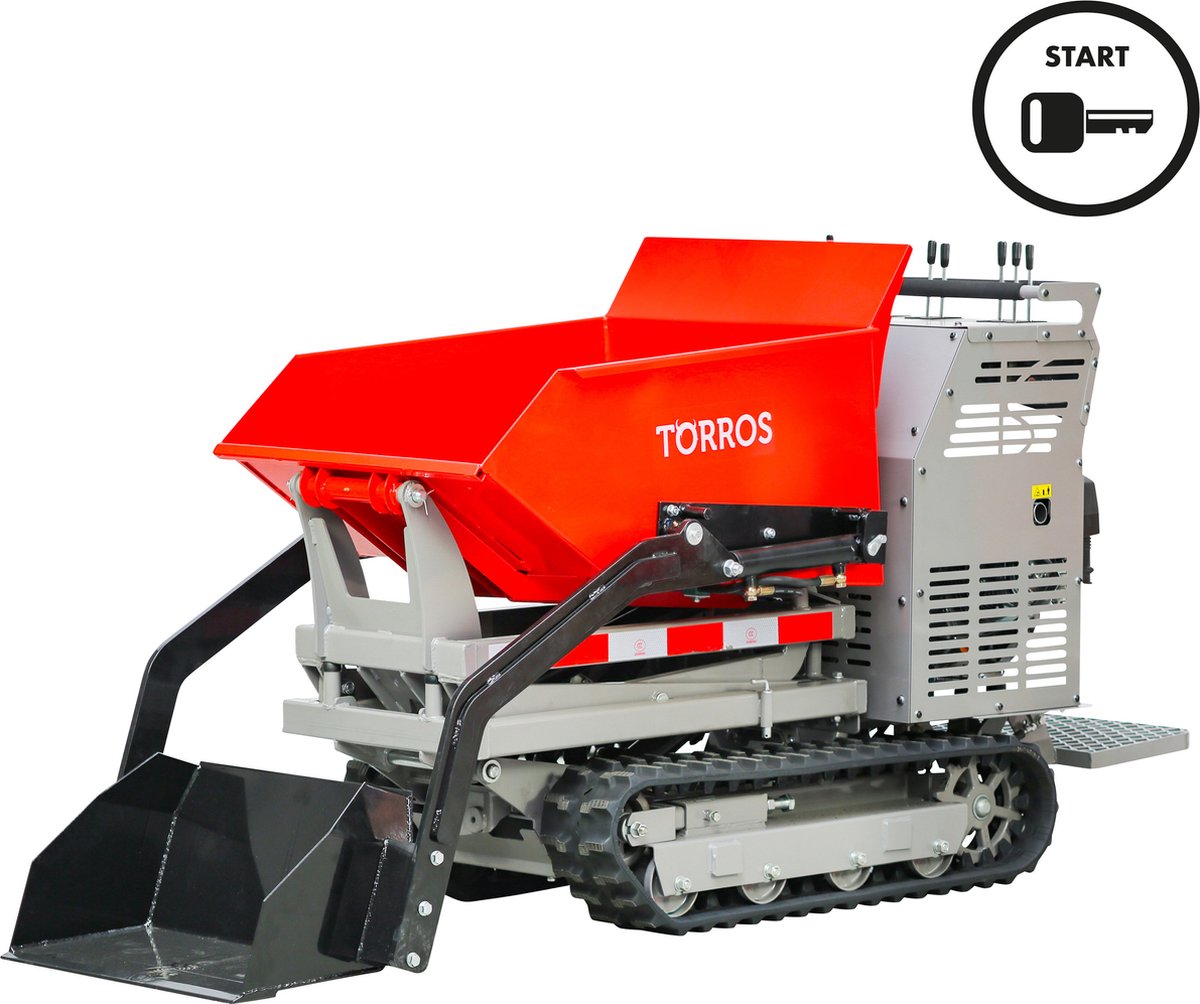 Hydrostatische mini schaardumper op rupsen met schop kipbak 500kg 9pk Stattos HRS500HSE