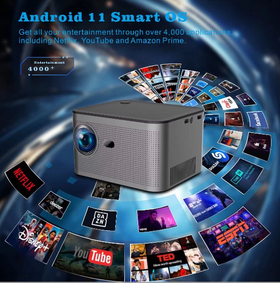 Magcubic Mini Beamer 4K & 8K 1080P Unterstützt, Projektor Tragbarer mit WiFi 6 Bluetooth 5.4, Autofokus 6D Auto-Trapezkorrektur, 12W Lautsprecher, 180° Dreh Smart Beamer Heimkino HY350MAX