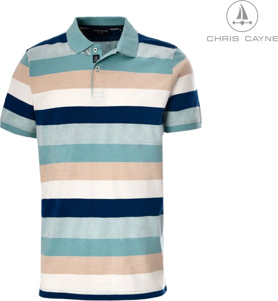 Chris Cayne herenpolo - kleur mint-zand - polokraag - korte mouw - jersey