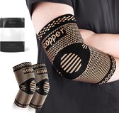 DOWO ® - Elleboog Brace - Tennisarm Brace - Koper - Brace Elleboog - Arm brace – Tenniselleboog – Armbrace - Elbow Sleeve – Sportbrace - Onderarm spalk – Zwart – 2 stuks - XL