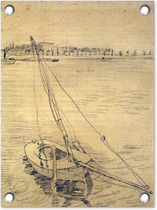 Tuin decoratie Zeilboot op de Seine bij Asnières - Vincent van Gogh - 30x40 cm - Tuindoek - Buitenposter