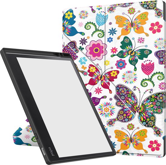 Hoesje Geschikt voor Kobo Elipsa 2E Hoes Bescherm Hoesje Case Sleep Cover Trifold Met Screenprotector - Hoes Geschikt voor Kobo Elipsa 2E Hoesje - Vlinders van Hoesje  — afbeelding 3