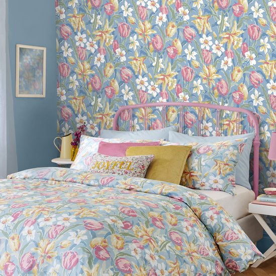 Papier peint non tissé Laura Ashley | Tulipes Blue de Chine - Blauw