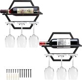 Metalen wandgemonteerde wijnhouder Stemware Glass Reck 2 stuks hangend glas wijnrek voor thuis keuken bar displaydecoratie (AA) Wine rack